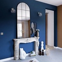 Grand miroir fenêtre Oscar arche en métal noir effet vieilli 71x180