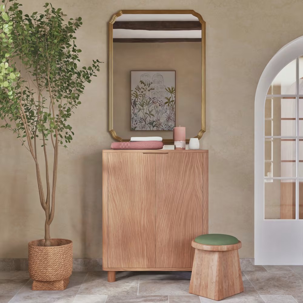 Miroir rectangulaire Vaqui à moulures dorées 80x110