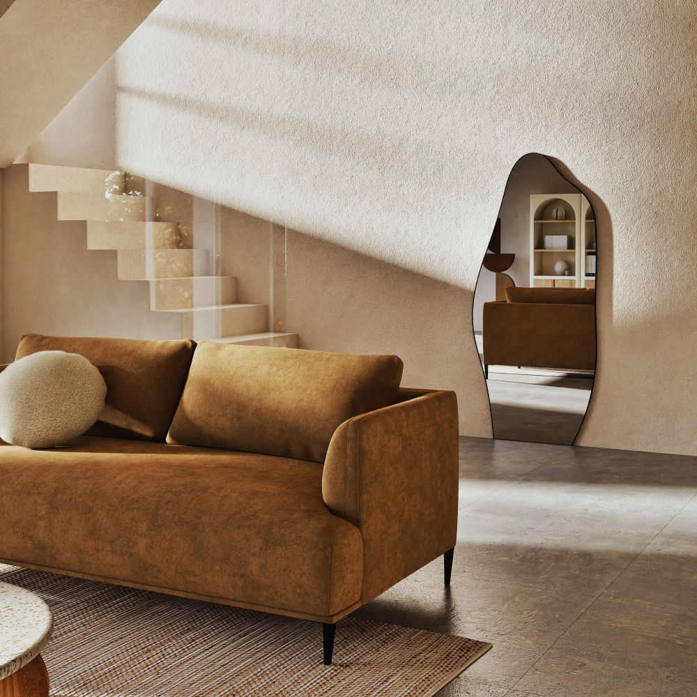 Grand miroir organique Pablo en acier noir 82x180