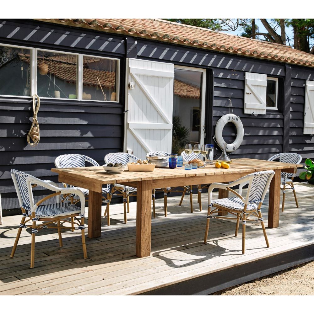 Table de jardin extensible Guerande en teck recyclé 8/10 personnes L220/300