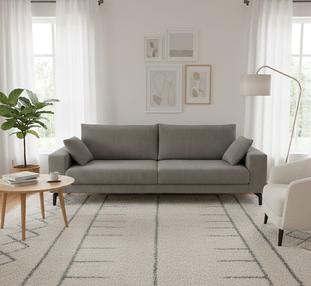 Canapé clic-clac Amelia 3 places en velours côtelé gris 2435