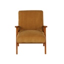 Fauteuil vintage Hermann en bois de hêtre et velours côtelé jaune curry