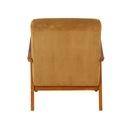 Fauteuil vintage Hermann en bois de hêtre et velours côtelé jaune curry