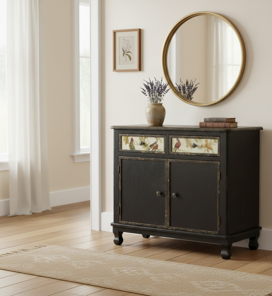 Buffet Perroquet 2 portes 2 tiroirs noir