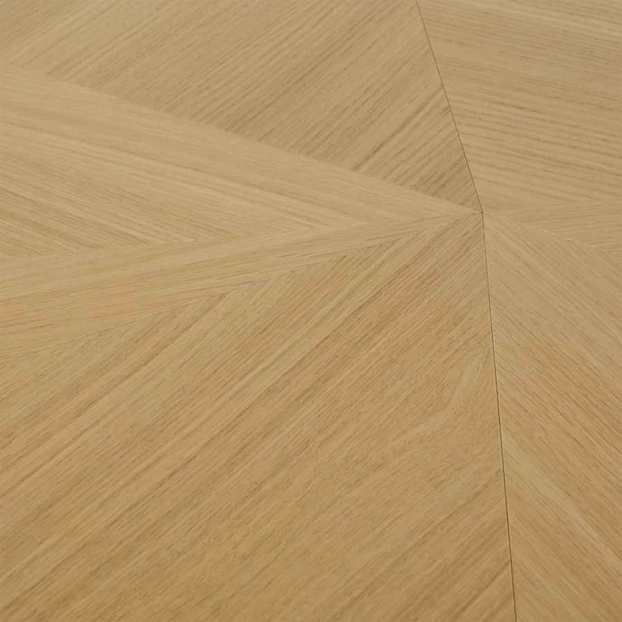 Table à manger ronde Origami en chêne massif et placage chêne 4/6 personnes D120