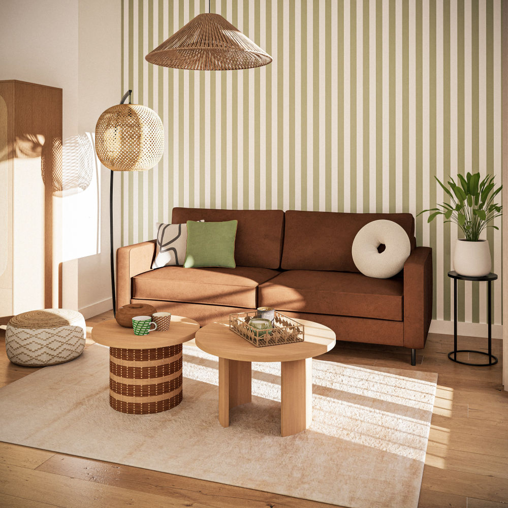 Tables basse gigognes Varuna rondes en bois d'acacia massif