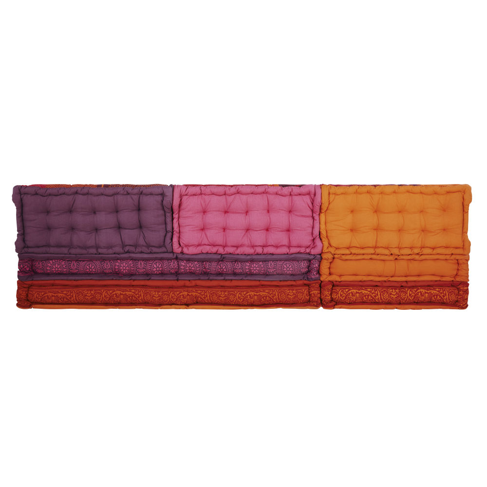 Banquette d'angle Madurai modulable 6 places en coton