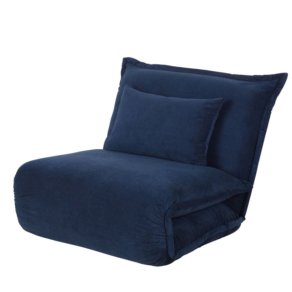 Canapé clic-clac Hallen 1 places en velours côtelé bleu foncé