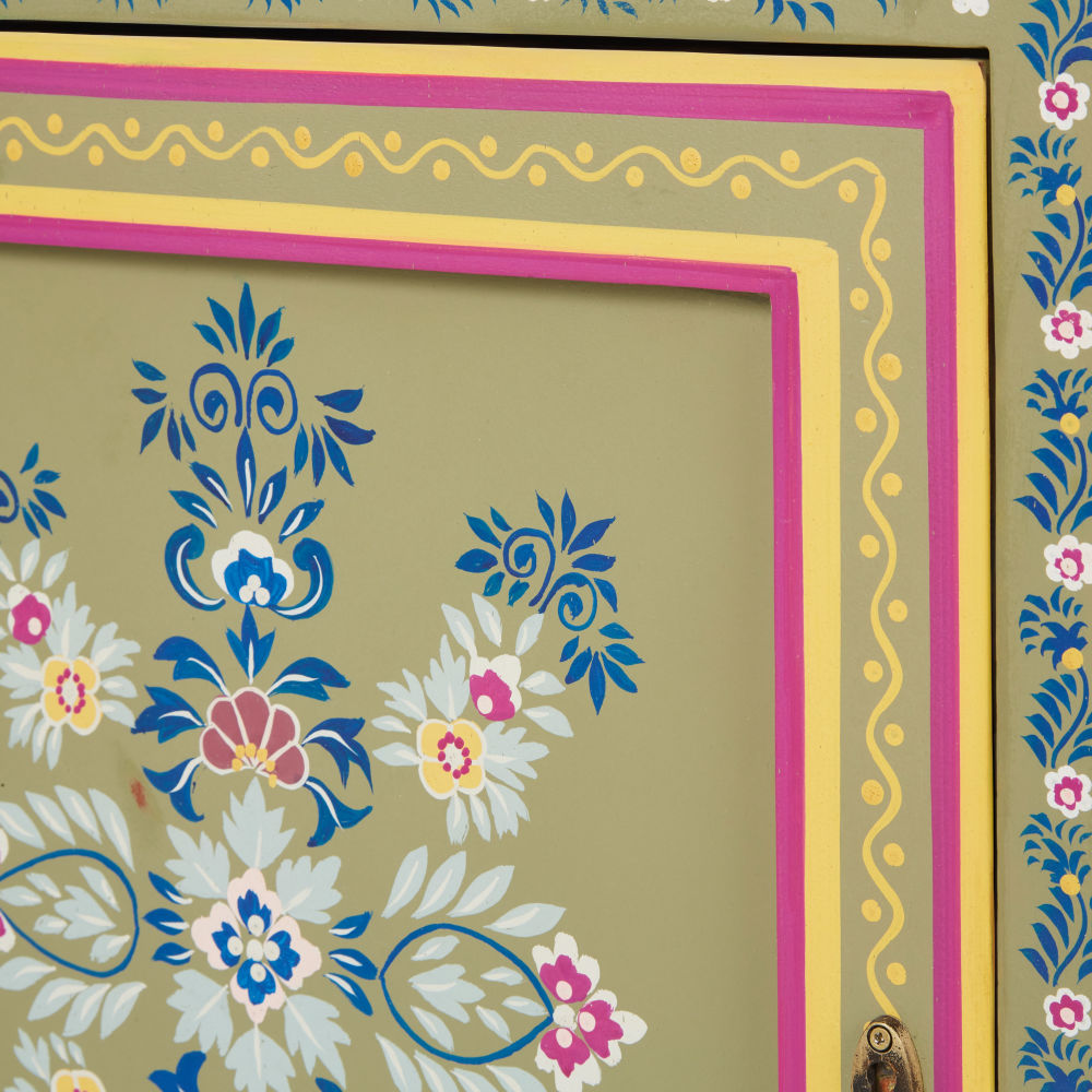 Buffet Bohemian 2 portes 2 tiroirs motif floral multicolore L110