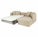 Canapé d'angle droit convertible Louvain 4/5 places en lin froissé beige, matelas 10 cm