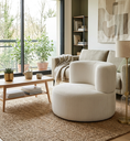 Fauteuil Milo rond en tissu beige crème