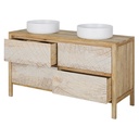 Meuble double vasque boracay de salle de bains 4 tiroirs motifs blancs