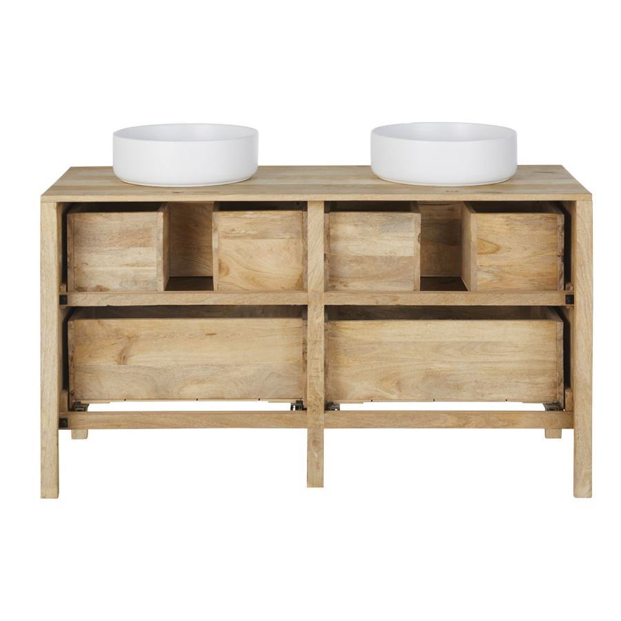 Meuble double vasque boracay de salle de bains 4 tiroirs motifs blancs