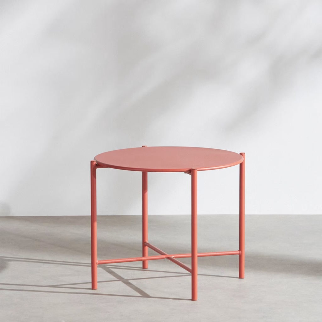 Table basse de jardin Calum ronde en acier terracotta, D54 cm