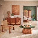 Table basse Alya en marbre vert et bois d'acacia massif L103