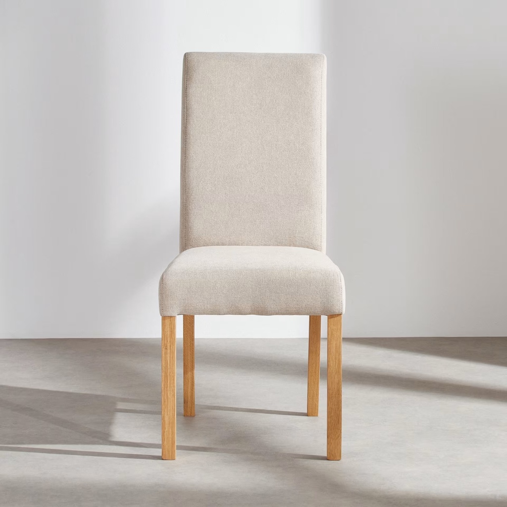 Chaise Babeth en textile beige et bois de chêne
