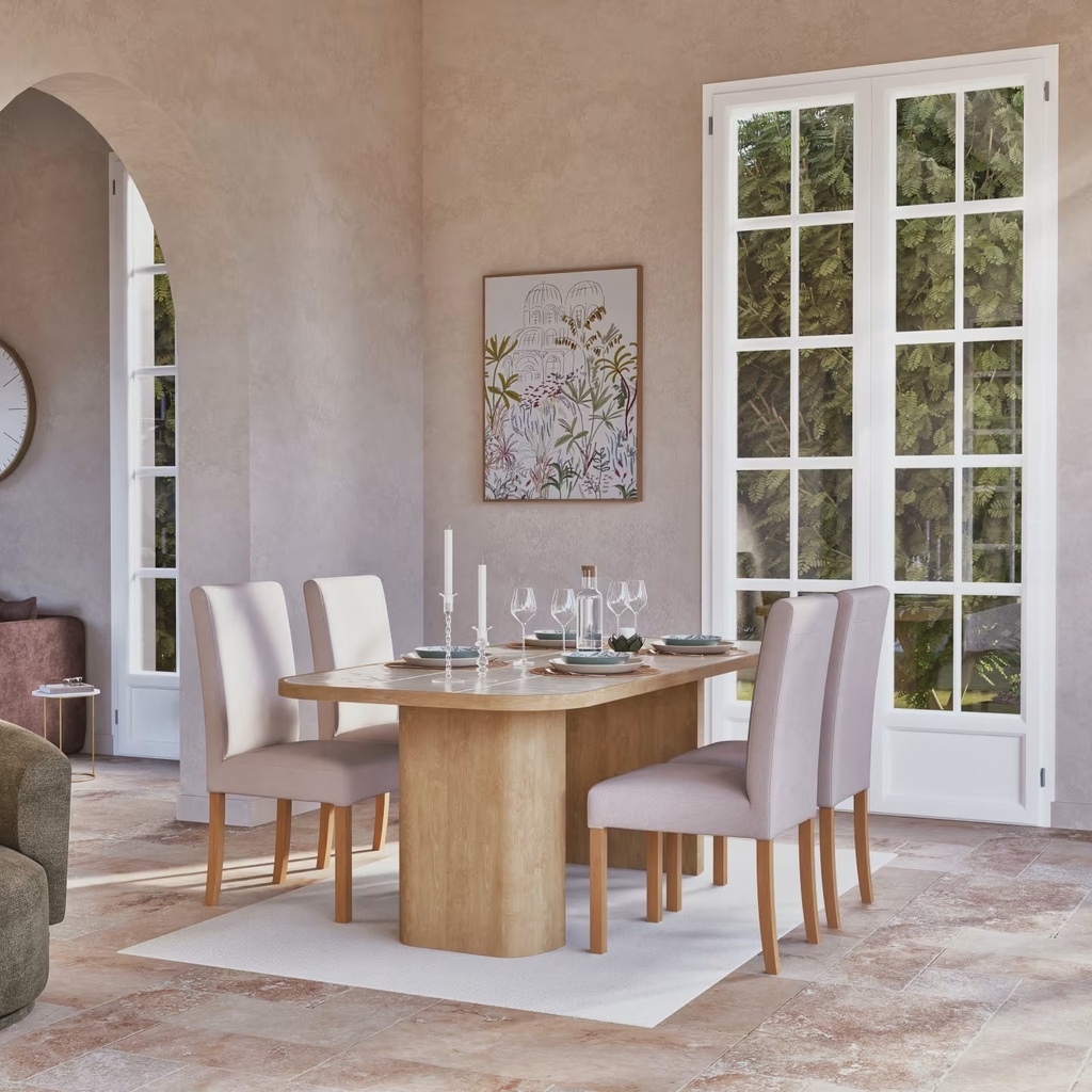 Chaise Babeth en textile beige et bois de chêne