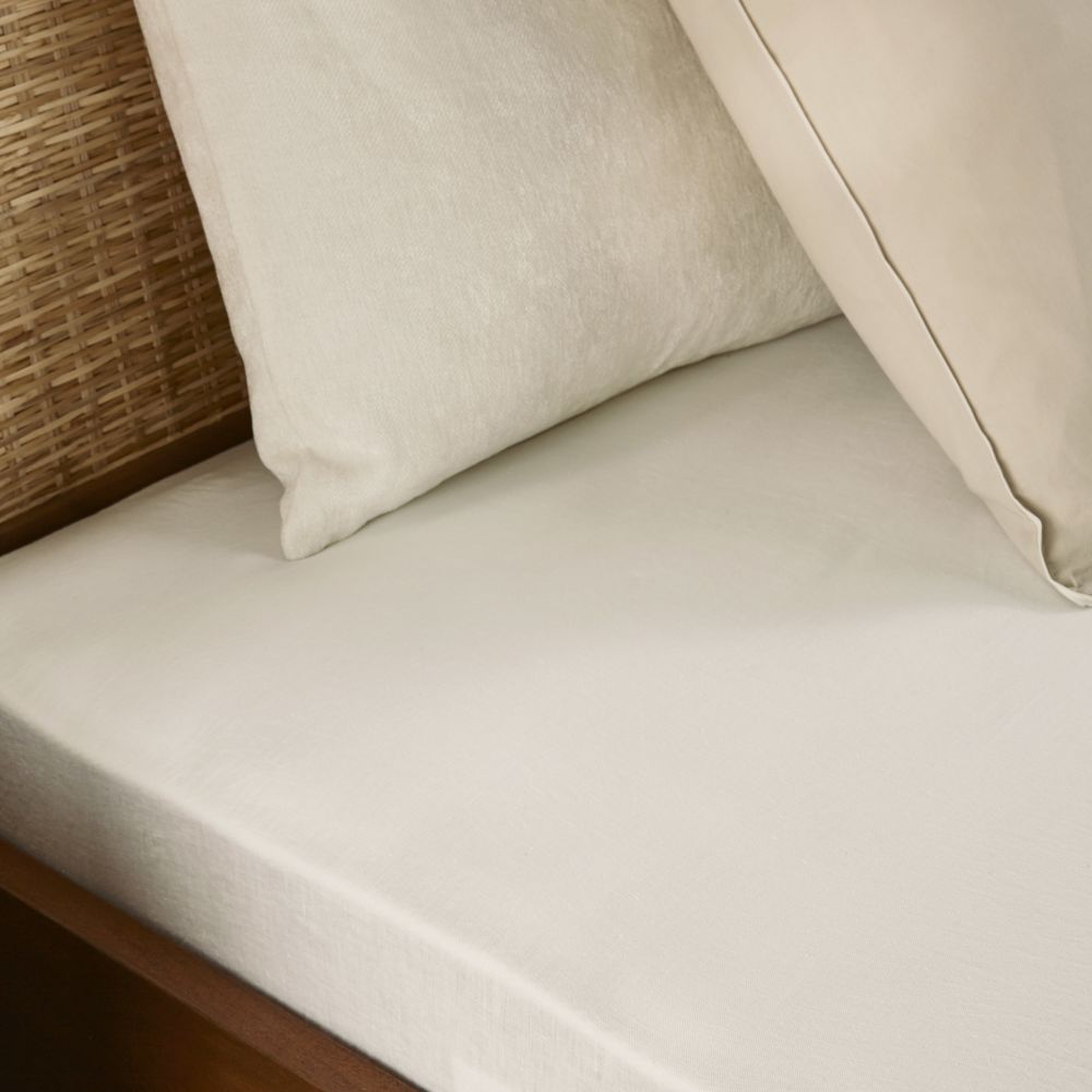 Drap housse en lin lavé écru 160x200