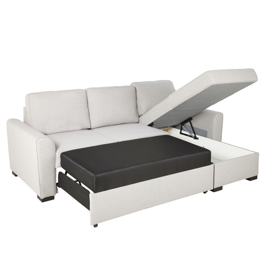 MONTRÉAL - Canapé d'angle convertible 3/4 places gris clair