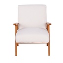 Fauteuil Hermann bouclettes blanches et bois de hêtre