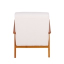 Fauteuil Hermann bouclettes blanches et bois de hêtre