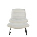 Fauteuil Moon et repose-pieds bouclettes écrues