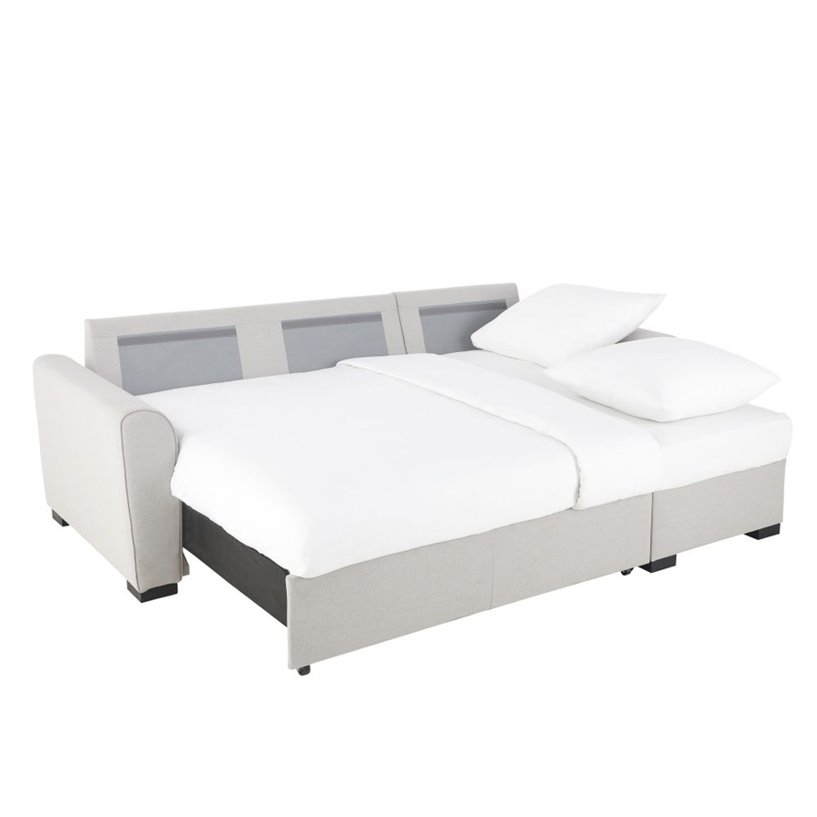 MONTRÉAL - Canapé d'angle convertible 3/4 places gris clair