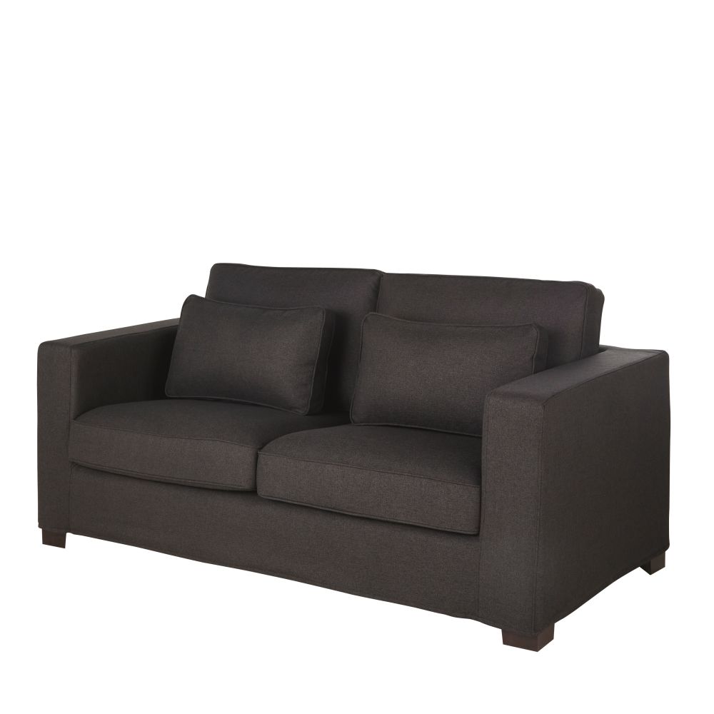 Canapé convertible Milano 2/3 places en textile tramé gris anthracite, matelas 6 cm