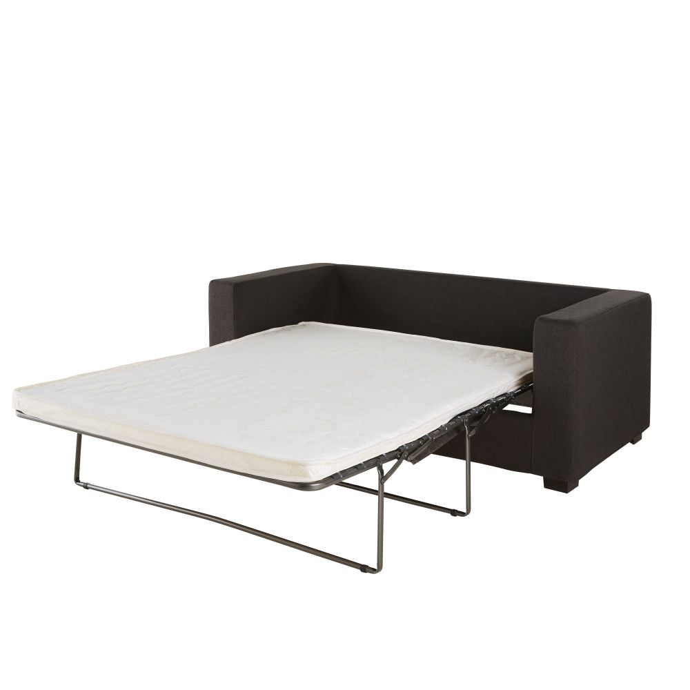 Canapé convertible Milano 2/3 places en textile tramé gris anthracite, matelas 6 cm