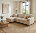 Canapé d'angle gauche Marcel en tissu côtelé beige