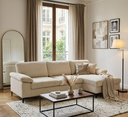 Canapé d'angle droite Marcel en tissu côtelé beige