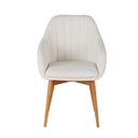 Fauteuil de table écru Archie et pieds en bois de chêne