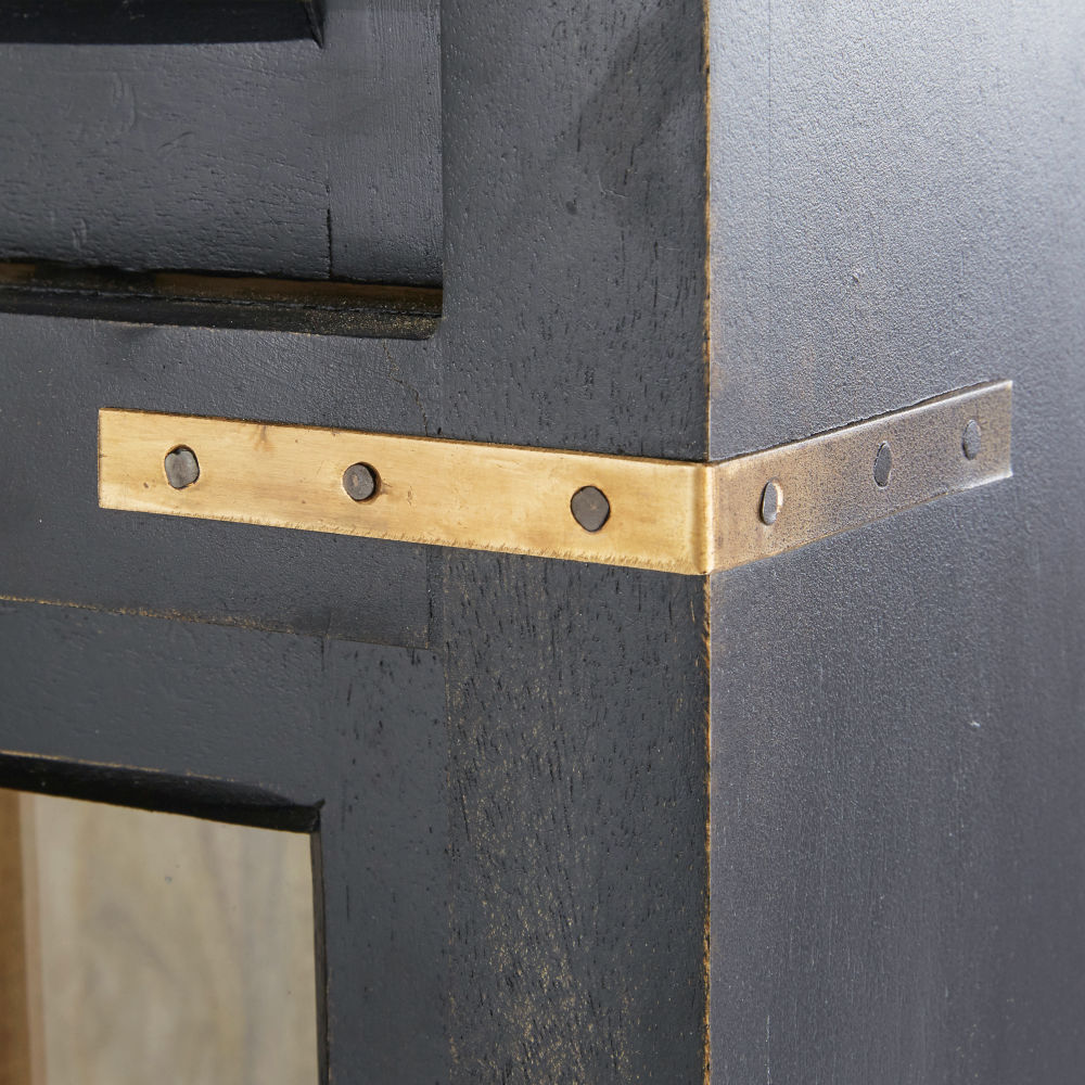 Vaisselier Indies 12 portes 3 tiroirs en manguier massif noir L180