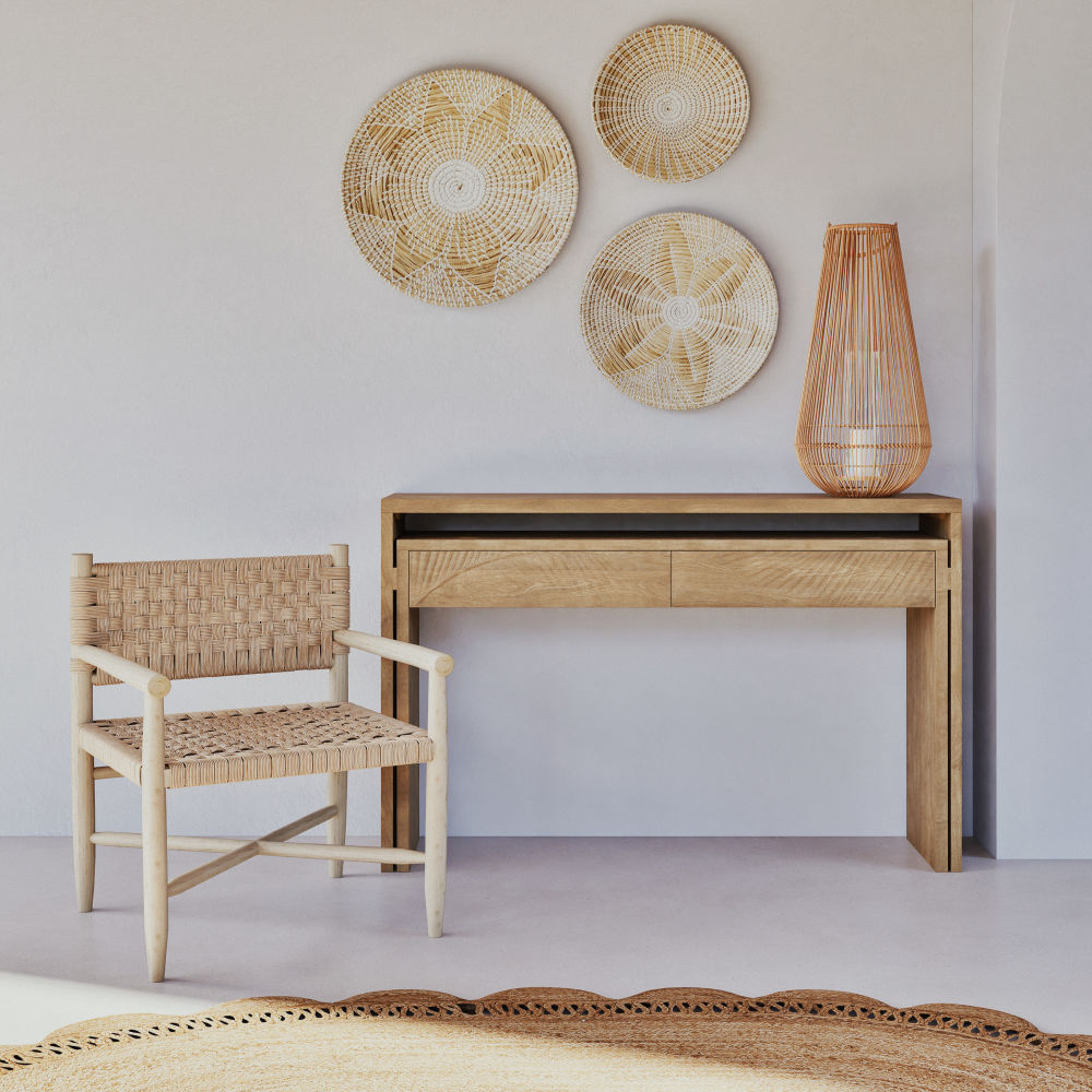 Bureau console Tanzania 2 tiroirs en manguier massif