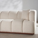 Canapé Filao 3 places en textile tramé beige et bois de frêne coloris noyer