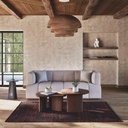 Canapé Filao 3 places en textile tramé beige et bois de frêne coloris noyer