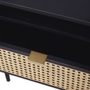 Table de chevet Loreto 1 tiroir noir et cannage en rotin