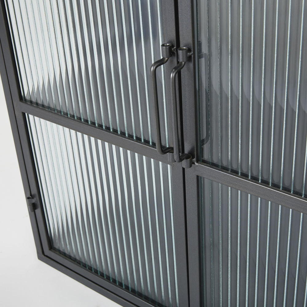 Etagère Carter 2 portes en métal noir et verre armé