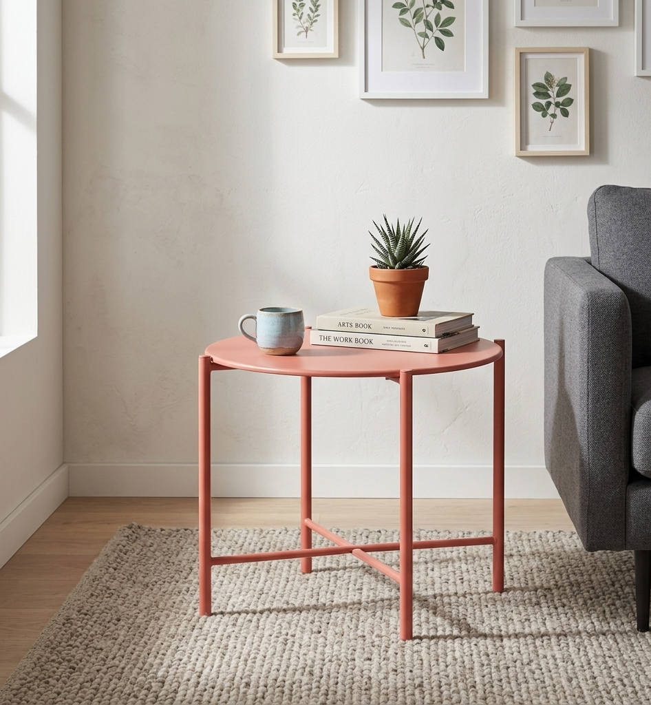 Table basse de jardin Calum ronde en acier terracotta, D54 cm