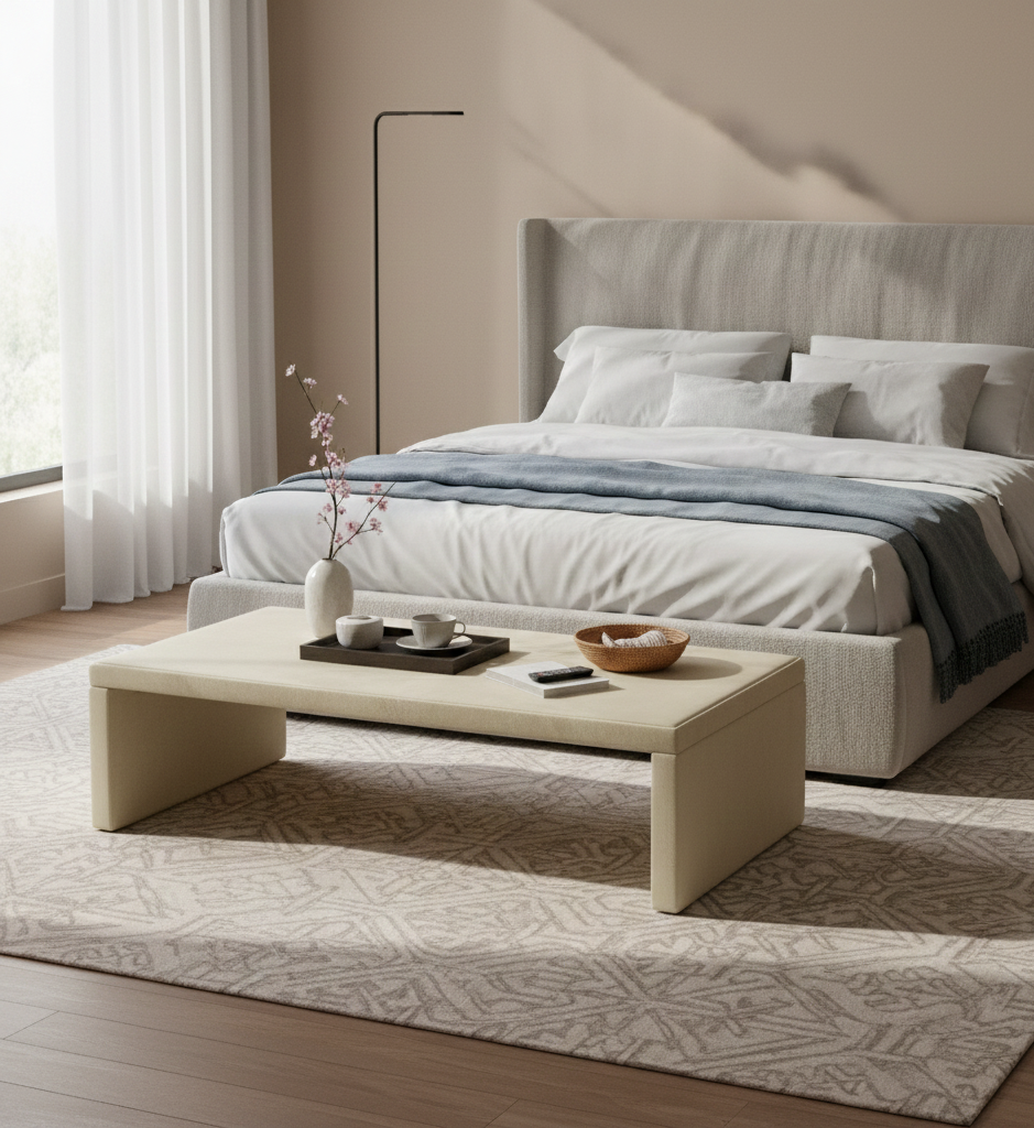 Banquette Ivana en velours beige