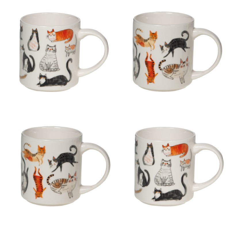 Tour 4 mugs 38cl Félin coffee