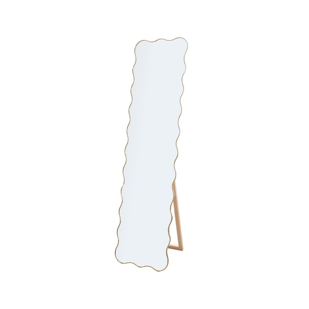 Miroir rectangle ondule à poser gm bordure doré H150cm