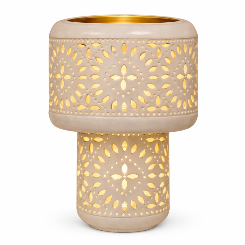 Lampe à poser Nora en métal Émaillé beige H39cm