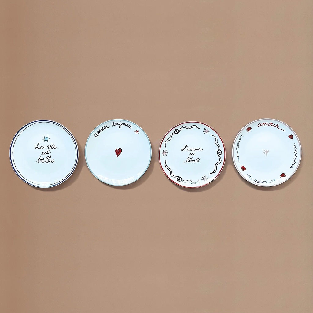 Coffret 4 assiettes dessert amour en liberté D19cm