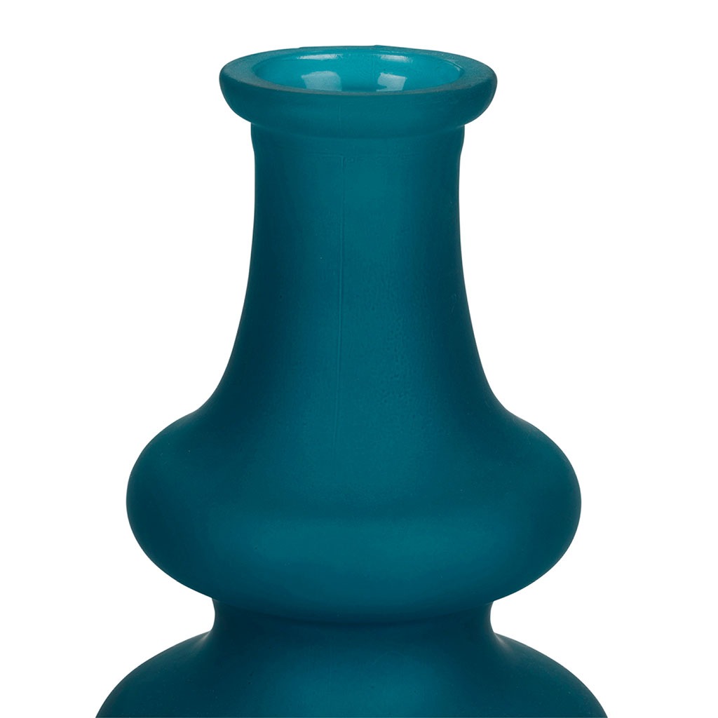 Vase Comille en verre bleu canard satiné h40cm