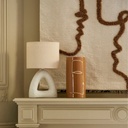 Lampe Organic en coton et céramique blanc et beige h38cm