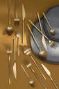 Coffret 24 Pieces Couverts en acier inoxydable mat or
