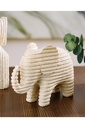 Éléphant Ligné GM en polyrésine beige