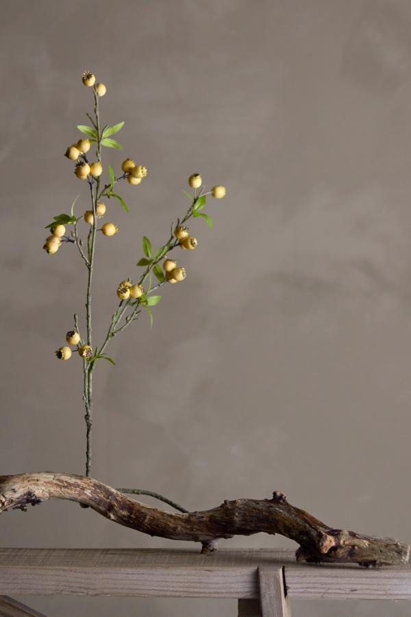 Branche d'aubépine, jaune, fleurs artificielles