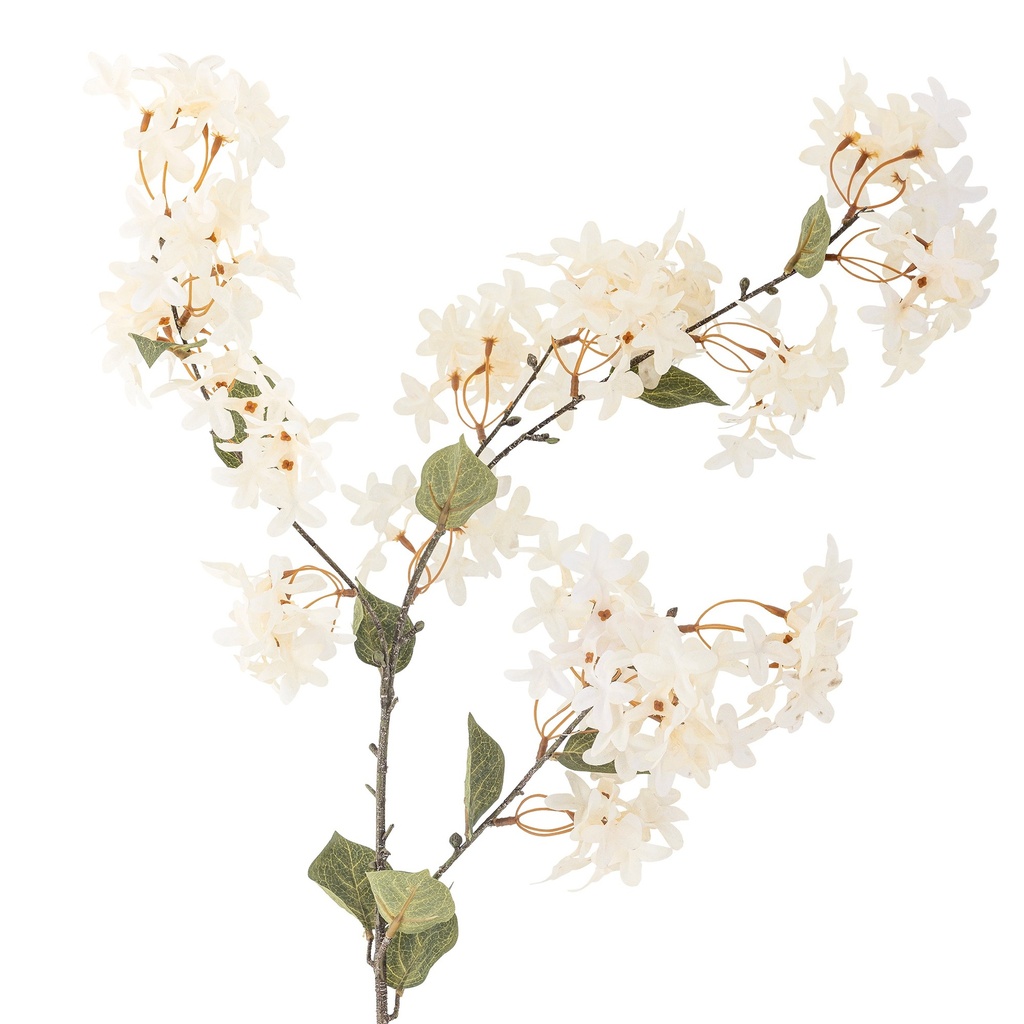 Tige de myrte, blanche, fleurs artificielles